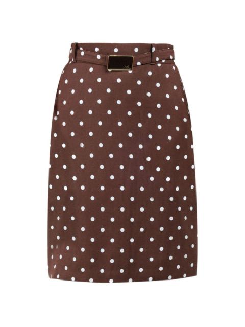 polka-dots belted midi skirt
