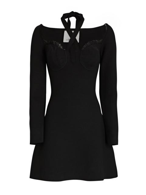 Pointelle-Trimmed Halter Mini Dress