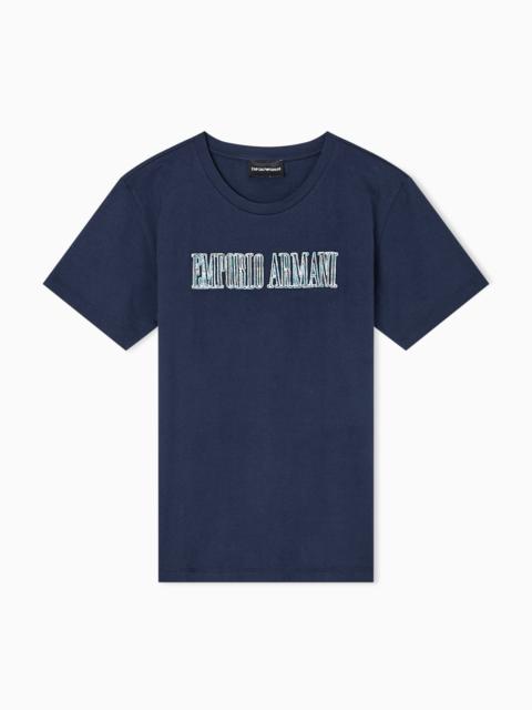 ASV ORGANIC JERSEY T-SHIRT WITH MULTICOLOURED LOGO EMBROIDERY