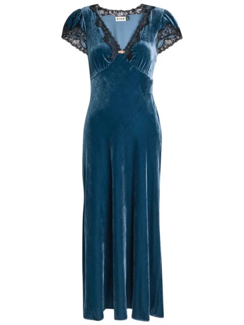 Rixo Clarice Lace-trim Georgette Midi Dress