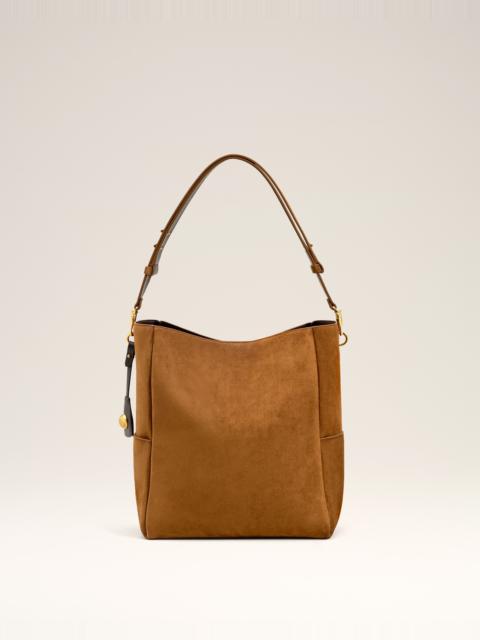 BROWN SMOOTH LEATHER CARROUSEL BUCKET BAG
