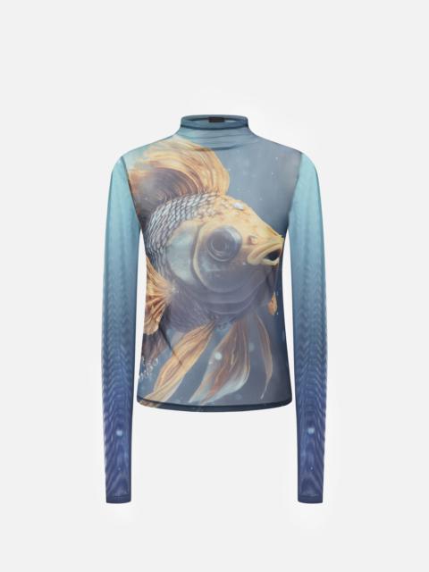 PRINTED TULLE SWEATER