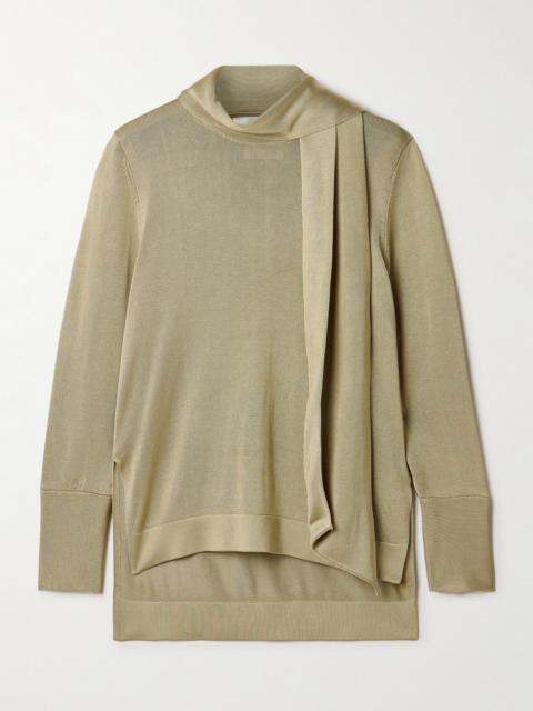 Ida Scarf-detailed Metallic Jersey Top