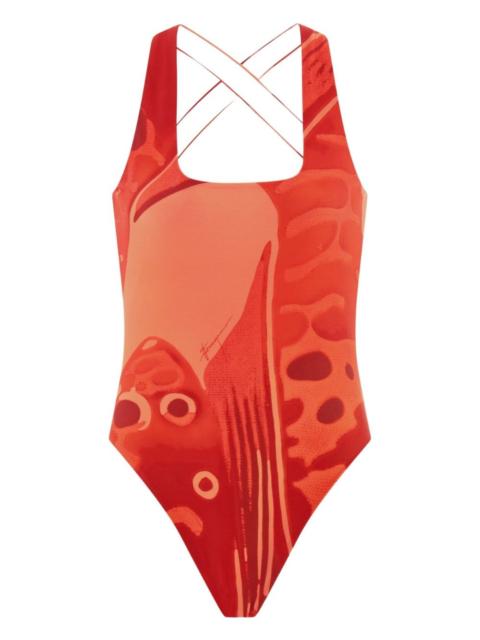 Fish-print swimsuit