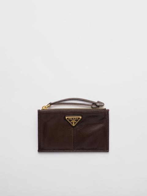 Leather card holder with zipper