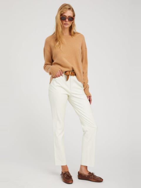 WHITE LEATHER 5 POCKET ANKLE SLIM STRAIGHT