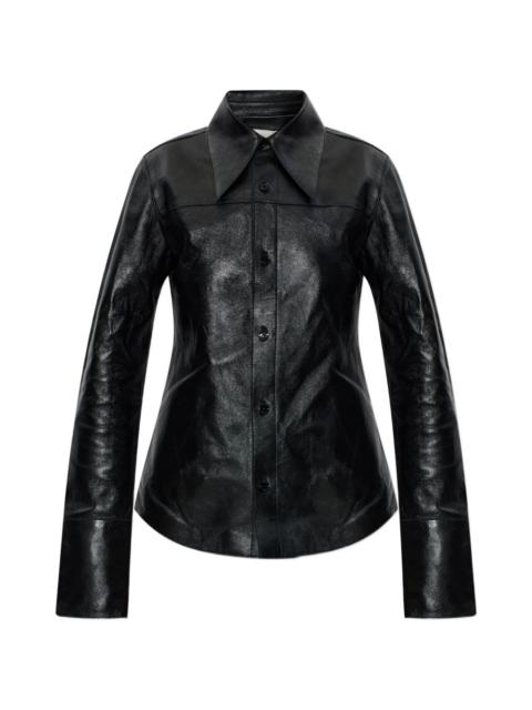 panelled leather shirt