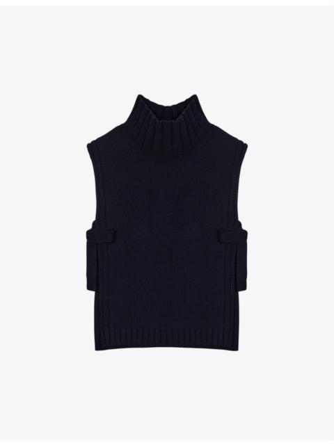 Or tie-detail wool-blend jumper