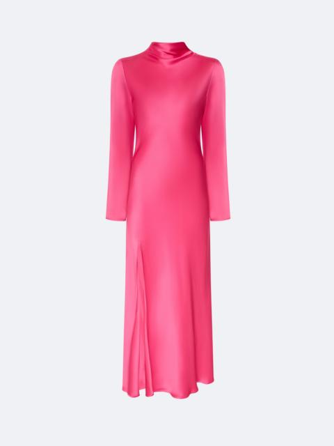 Satin Draped Neck Bias Dress