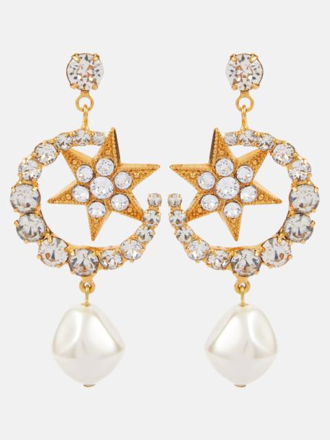 Kepler embellished gold-plated drop earrings