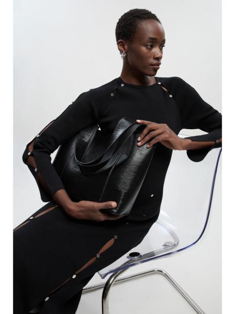 Viscose Blend Stud Keyhole Detail Knit Maxi Dress