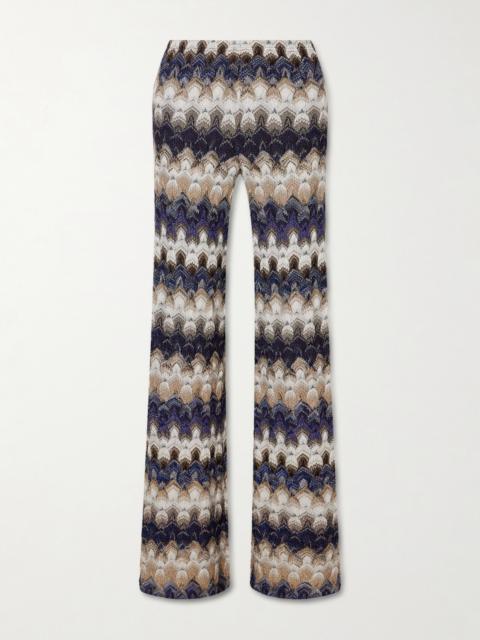 Metallic Crochet-knit Wide-leg Pants