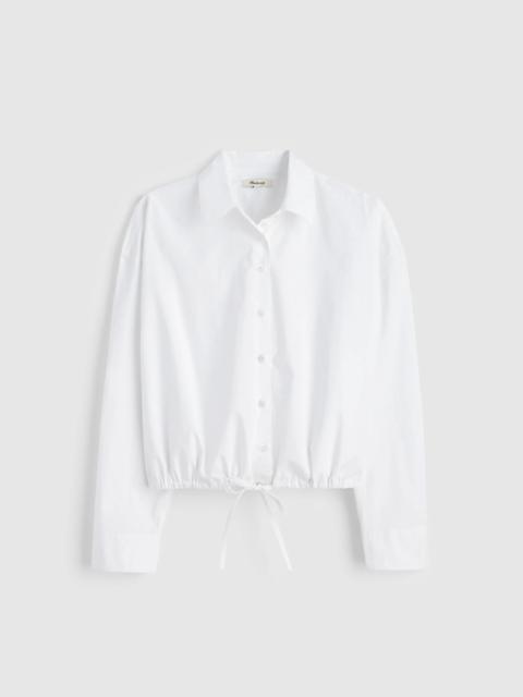 Drawstring Button-Up Shirt in Poplin