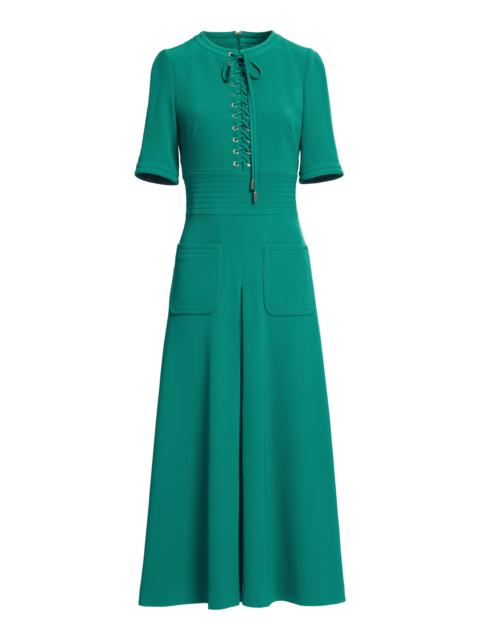 Lace-Up Cady Midi Dress green