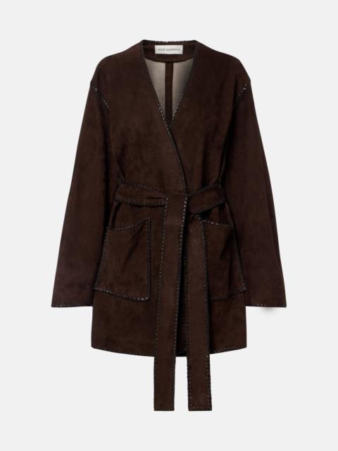 Anika suede wrap coat