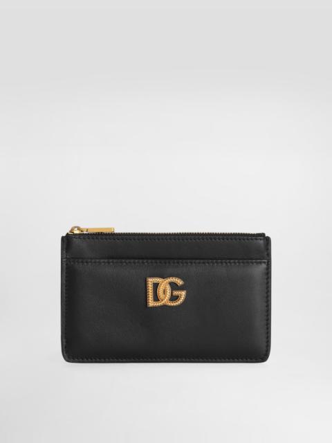 Calfskin card holder with DG logo