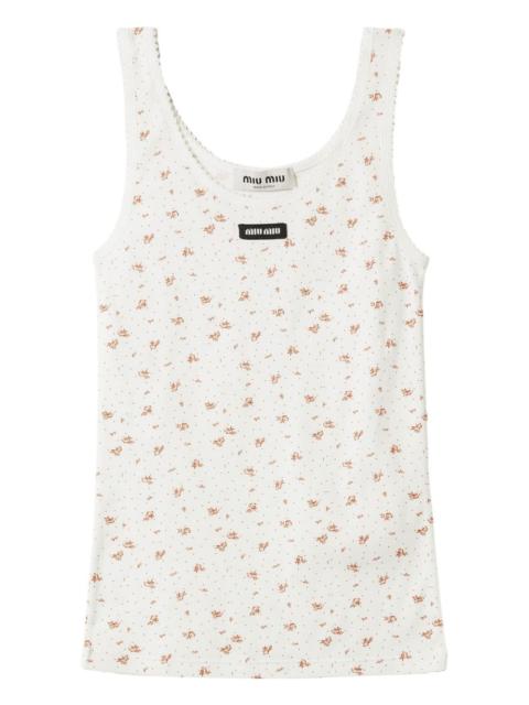 floral-pattern logo-label tank top