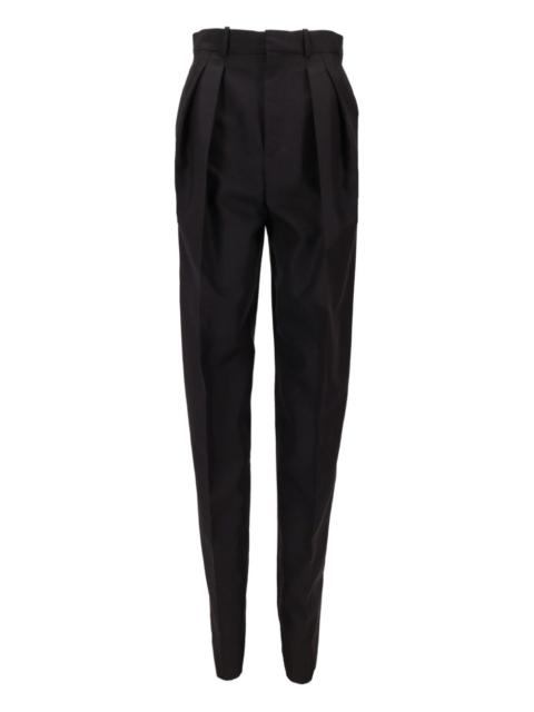pleated-front straight trousers
