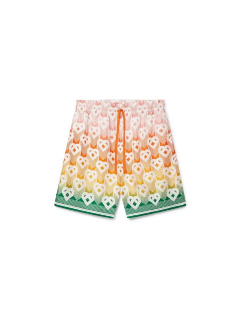 Gradient Heart Monogram Silk Shorts