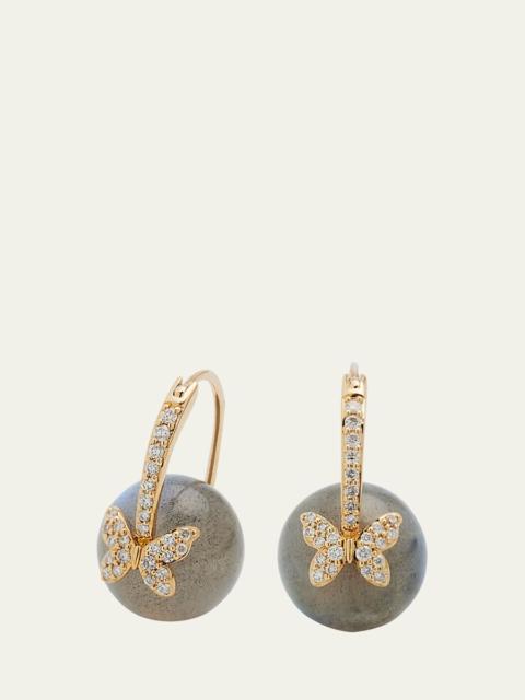 18k Labradorite Bead and Diamond Butterfly Earrings