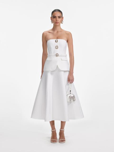 White Taffeta Bandeau Midi Dress