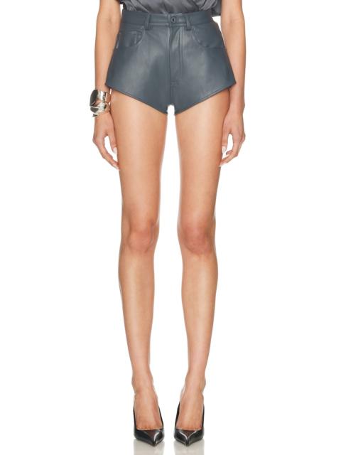 Stretch Faux Leather Mini Short