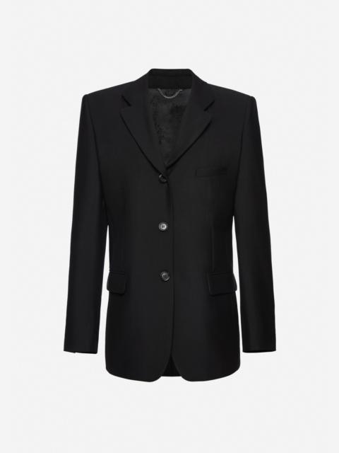 Single-breasted wool blazer in black