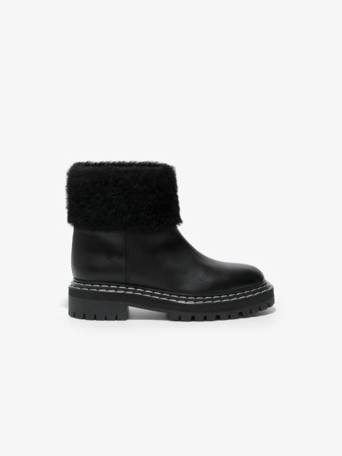 Lug Sole Shearling Ankle Boots