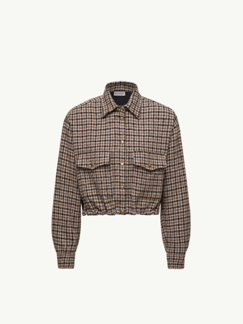 Check Wool Blend Long Sleeve Shirt