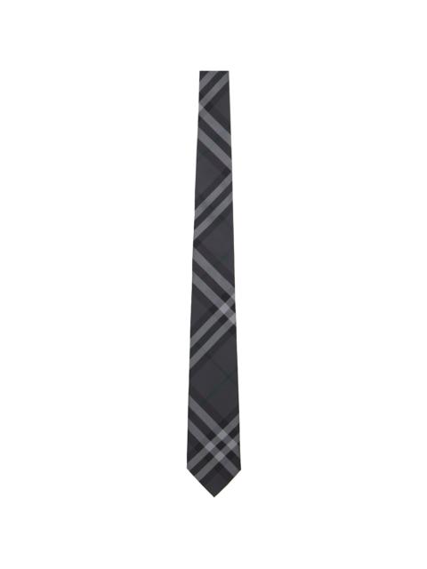 Gray Check Silk Tie