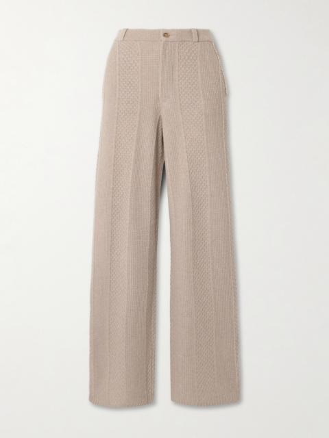 Cable-knit Wool And Cashmere-blend Wide-leg Pants