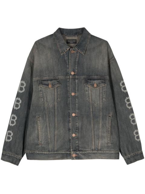 logo-print buttoned denim jacket