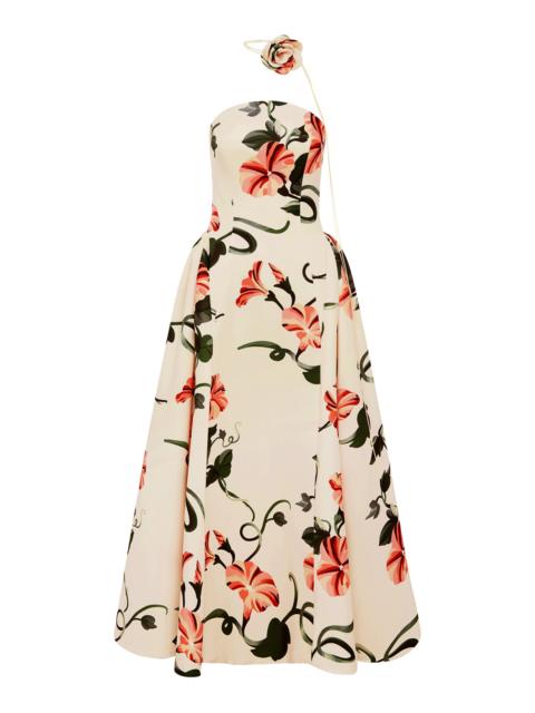 Violet Floral Crepe Maxi Dress white