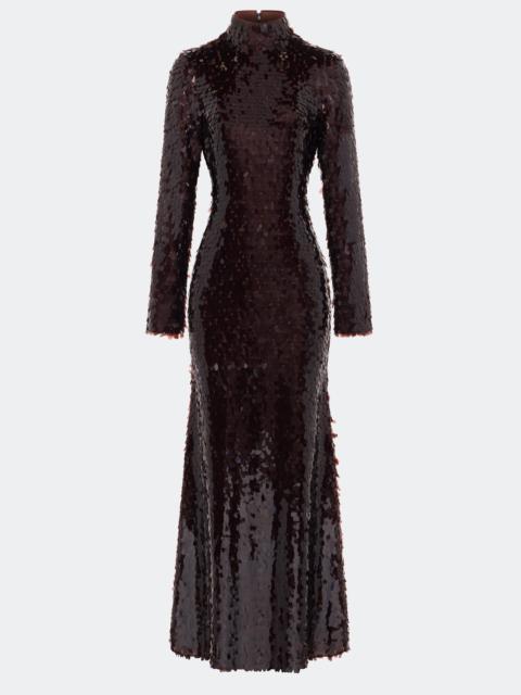 Sculpty Sequin Dress In Choco Brown