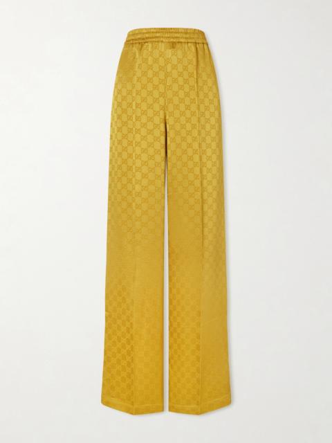 Satin-jacquard Straight-leg Pants