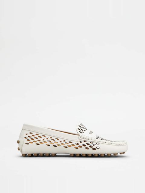 GOMMINO DRIVING SHOES IN LEATHER - WHITE