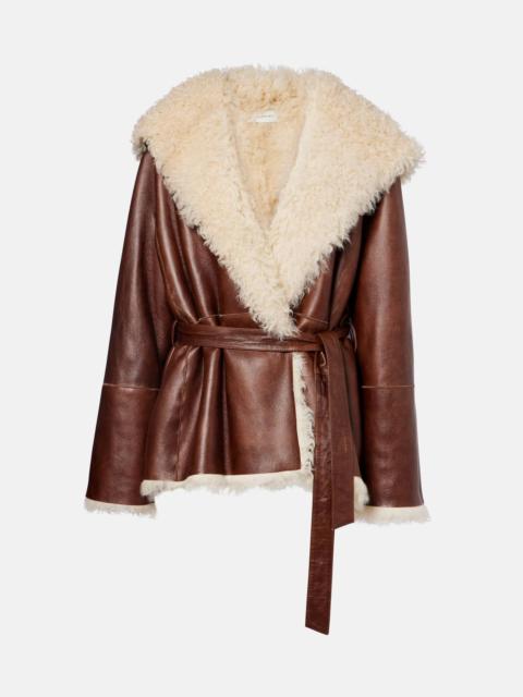 Shearling-trimmed leather jacket