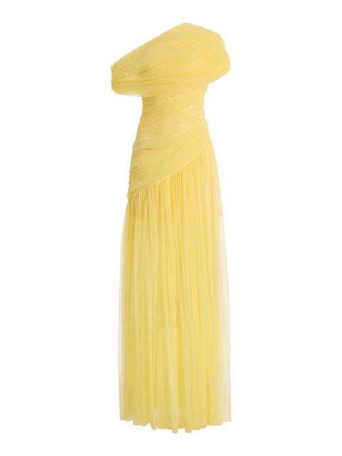 Exclusive Himalia Gathered Tulle Maxi Dress yellow
