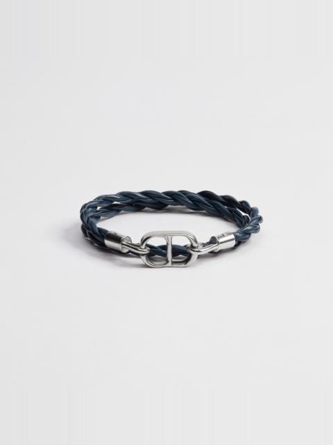 CD Icon Woven Leather Double Bracelet