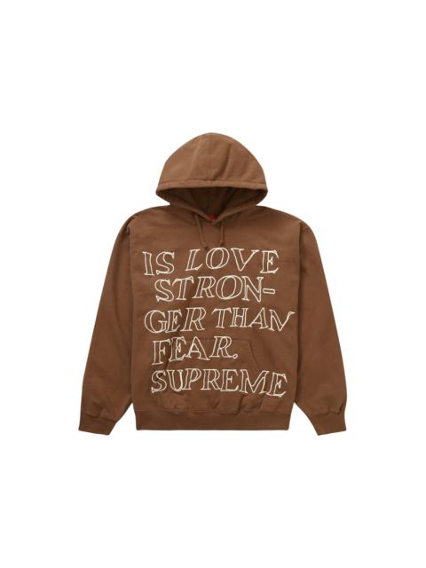 Supreme Stronger Than Fear Hooded Sweatshirt Olive Brown