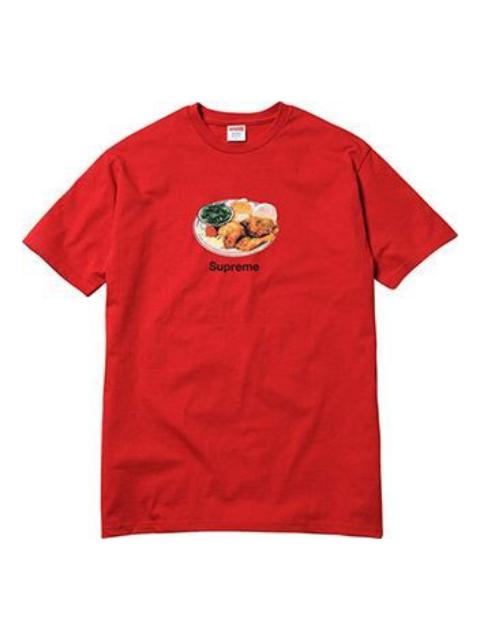 Supreme SS18 Chicken Dinner Tee Red Food Printing Short Sleeve Unisex SUP-SS18-0060