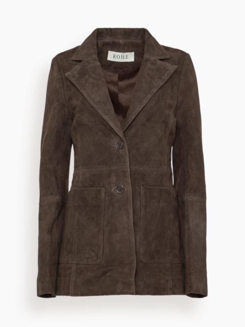 Suede Cinched Blazer in Dark Chocolate