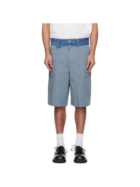 Gray Denim Waistband Cargo Shorts