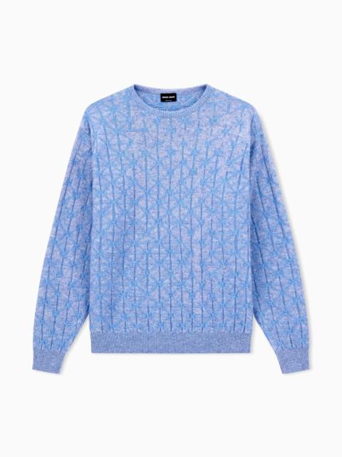 CREW-NECK JUMPER IN JACQUARD VIRGIN WOOL AND CASHMERE