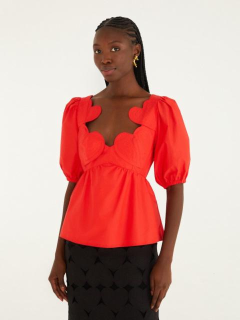 Red Heart Short Sleeve Organic Cotton Blouse