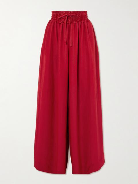 Basketball Satin-trimmed Cotton-twill Wide-leg Pants