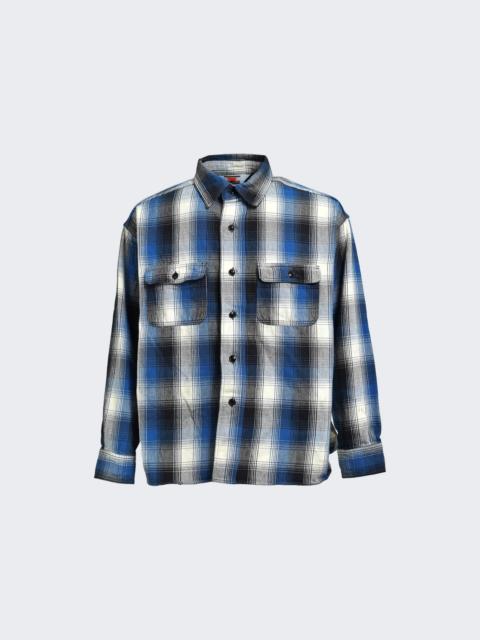 X Berberjin Plaid Flannel Shirt Blue