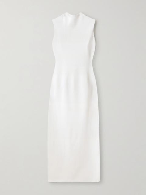 Deirdra embellished open-back draped knitted midi dress Off-white
