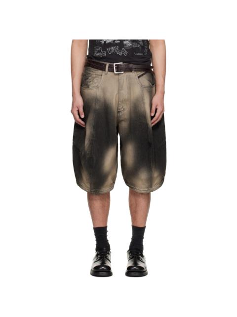 Gray Puffa Denim Shorts