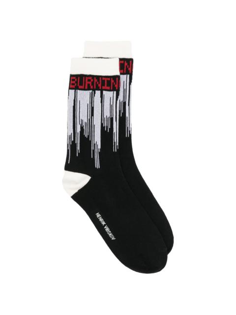 DRIPPING LOVE SOCKS FEMME - RED LOVE BURNING